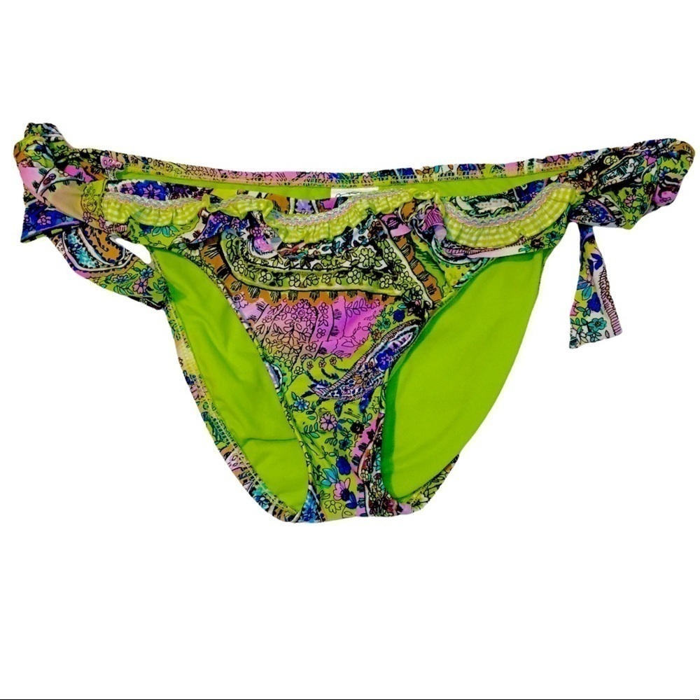 Vintage Lucky Brand Paisley Print Ruffle Bikini Bottoms Women’s Size medium v6x